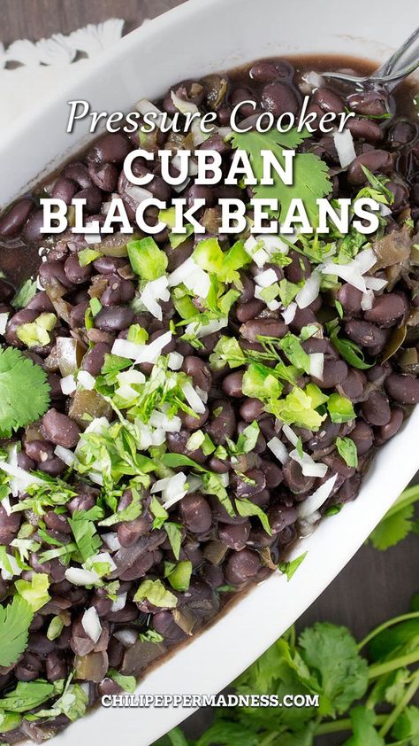 Cuban Black Beans Recipe, Pressure Cooker Black Beans, Mayocoba Beans, Pressure Cooker Beans, Black Beans Recipe, Cuban Black Beans, Chili Pepper Recipes, Stovetop Pressure Cooker, Homemade Hot Sauce