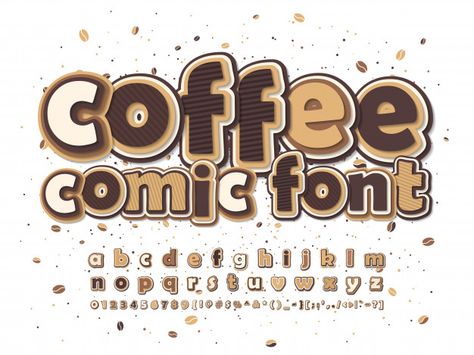 Comics font. brown and beige cartoon alp... | Premium Vector #Freepik #vector #book #character #cartoon #comic Beige Cartoon, Coffee Fonts, Cartoon Alphabet, Comic Font, Cartoon Font, Kid Fonts, Photo Texture, Comic Book Pages, Funny Letters