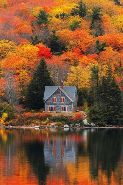 Small Lake Houses, New England Aesthetic, New England Usa, Fall Cottage, New England Fall, Autumn Leaves Photography, Autumn Scenes, Drive Through, Autumn Scenery