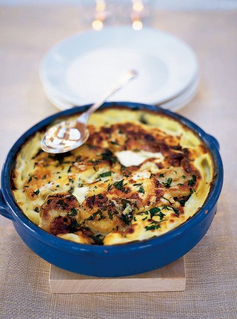 This is a deliciously indulgent veggie side that's super quick to get in the oven and absolutely brilliant served with just about any meat or white fish, like cod or haddock. Celeriac Gratin, Allotment Recipes, Celeriac Recipes, Fall Crop, Jamie Oliver Recipes, Savory Food, Fall Foods, Savoury Recipes, Tasty Vegetarian Recipes