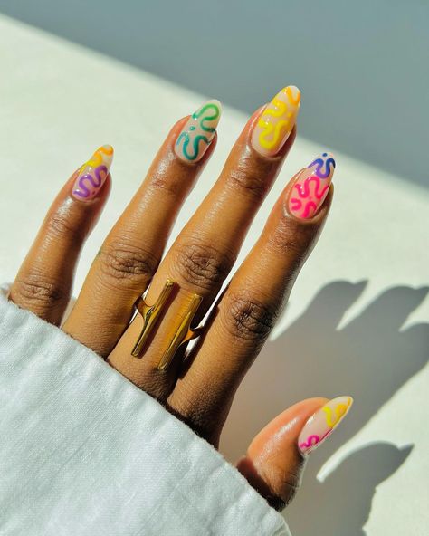 Trippy Nail Designs, Mushroom Nails, Spongebob Nails, Feeling Groovy, Retro Nails, Bright Summer Nails, Shoe Nails, Skin Nails, Cute Summer Nails