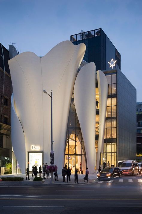 Christian Dior Flagship In Seoul - Picture gallery Dior Seoul, Seoul Architecture, Commercial Interior Architecture, Christian De Portzamparc, Bernard Arnault, Metal Facade, House Of Dior, Pritzker Prize, Architecture Awards