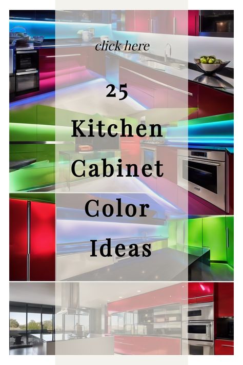 25 vibrant kitchen cabinet color ideas displayed in a collage. Multicolor Kitchen Cabinets, Painted Kitchen Cabinet Color Ideas, Bold Kitchen Colors, Trendy Kitchen Cabinets, Colourful Kitchens, Best Cabinet Paint, Cabinet Color Ideas, Kitchen Cabinets Color Combination, Kitchen Cabinet Color