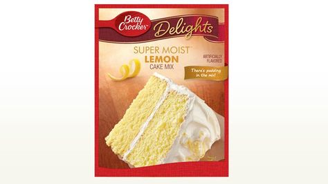 Super Moist Lemon Cake, Lemon Cake Mix Recipe, Betty Crocker Cake Mix, Betty Crocker Cake, Moist Lemon Cake, Cake Mix Ingredients, Lemon Crinkle Cookies, Lemon Cake Mixes, General Mills