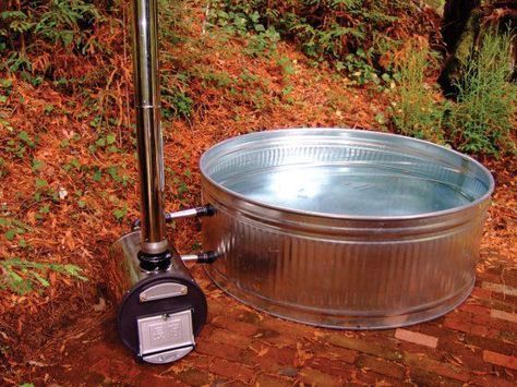 Coin Spa, Diy Wood Burning, Stock Tank Hot Tub, Wood Fired Hot Tub, Pot Belly Stove, Diy Hot Tub, Stock Tank Pool, Tank Pool, Mini Pool