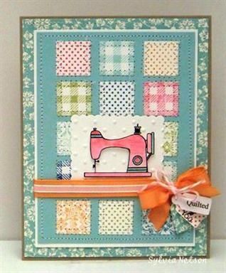 sew cute Pink Machine, Patchwork Cards, Quilt Cards, Sewing Cards, Card Patterns, Card Tags, Creative Cards, Party Card, Quilt Piecing