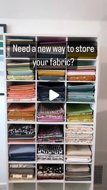 Fabric Organization Small Space, Sewing Material Storage, Sewing Fabric Organization, Ways To Store Fabric, Quilt Fabric Storage Ideas, Quilting Fabric Storage Ideas, Fabric Organization Ideas, Organizing Fabric, Storing Fabrics In Sewing Room