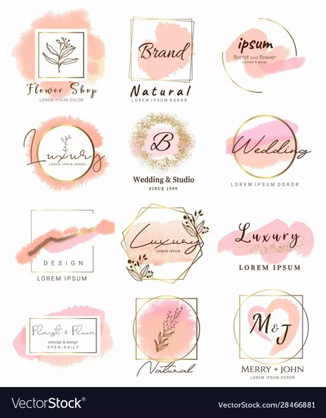 Make Logo Design Free, Logo Background Design, Rose Gold Logo Design, Planner Logo Design, Blog Logo Design, Watercolor Logo Design, Banner Logo, Gold Logo Design, Logo Design Illustration