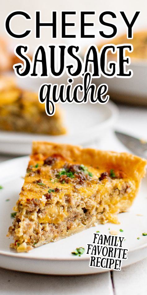 This easy Sausage Quiche is a cinch to prepare and will quickly become a family favorite! It's perfect for breakfast, brunch or lunch! Breakfast Quiche | Sausage Quiche Recipes | Savory Breakfast | Breakfast Casserole | Breakfast for a Crowd | Breakfast Ideas | Gourmet Breakfast | Sausage Recipes | Sausage Breakfast Recipes | Crowd Breakfast Ideas, Easy Sausage Quiche, Sausage Breakfast Recipes, Breakfast Keish, Quiche Sausage, Breakfast Quiche Sausage, Sausage Quiche Recipes, Quiche Recipes Crustless, Sausage Quiche