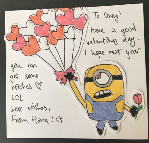 Valentines Cards Aesthetic, Minions Valentines, Minion Valentine, Minion Gifts, Minion Card, Handmade Gifts For Friends, Birthday Card Drawing, Love Doodles, Sharpie Art