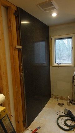 Corian shower walls? Shower Solid Surface Walls, Corian Bathroom Showers, Solid Surface Shower Walls, Corian Shower Walls, Corian Sheet, Corian Bathroom, Bathroom Shower Panels, Quartz Backsplash, Shower Walls