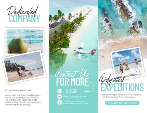 Beach Brochure, Ads Illustration, Marketing Ads, Retail Space Design, Generations Quotes, Modern Layout, Business Services, Trifold Brochure, Travel Companies