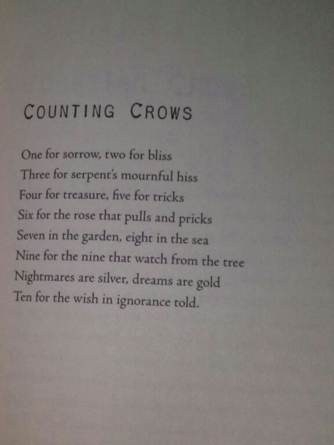 Poem: Counting Crows. Book: Without Tess Crow Poem Foreshadowing, Crow Counting Rhyme, Counting Crows Poem, Quotes About Crows, Crow Omens, Crows Poem, Cicada Poem, Magpie Poem, Crow Counting