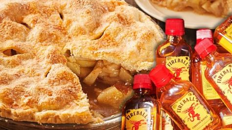 Fireball Whiskey Recipes - Fireball Whisky Apple Pie- Fire ball Whisky Recipe Ideas - Pie, Desserts, Drinks, Homemade Food and Cocktails - Easy Treats and Christmas Dishes #fireball #bestrecipes https://diyjoy.com/fireball-whiskey-recipes Fireball Apple Pie Recipe, Fireball Whiskey Recipes Desserts, Fireball Whiskey Recipes, Interesting Desserts, Fireball Recipes, Thanksgiving Diner, Rumchata Recipes, Blonde Brownies, Fun Thanksgiving Desserts