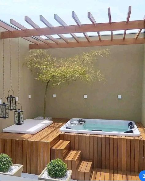 Whirpool Outdoor, Kleiner Pool Design, Hot Tub Landscaping, Kolam Koi, Hot Tub Patio, Hot Tub Deck, Hot Tub Backyard, Hot Tub Garden, Rooftop Design