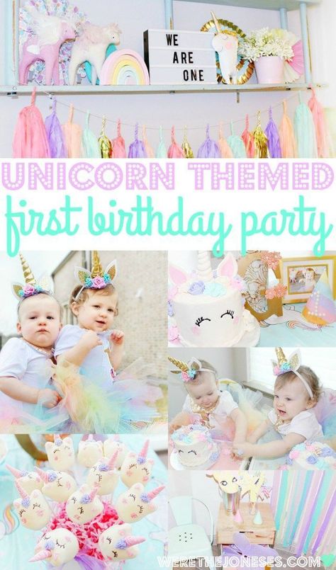 Unicorn Birthday Party Twin Girls First Birthday Unicorn Party Ideas | Beautiful Cases For Girls First Unicorn Birthday Party, Unicorn Themed 1st Birthday Party, Unicorn Theme First Birthday Party, Unicorn Birthday Party 1st Bday, 1st Birthday Girl Unicorn Theme, Unicorn 1st Birthday Party Ideas, Pastel First Birthday Party, Pastel Unicorn Birthday Party, Baby Unicorn Party