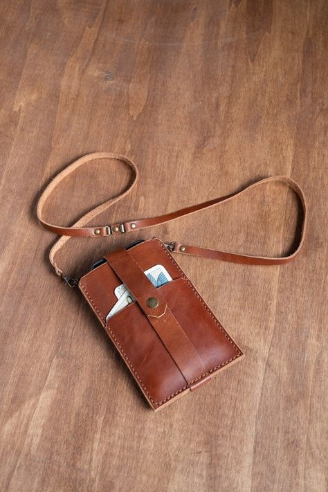 Phone Bag Leather Handmade, Phone Bag Pattern, Leather Phone Bag, Leather Phone Pouch, Iphone Bag, Small Leather Purse, Leather Phone Wallet, Cell Phone Pouch, Small Leather Bag