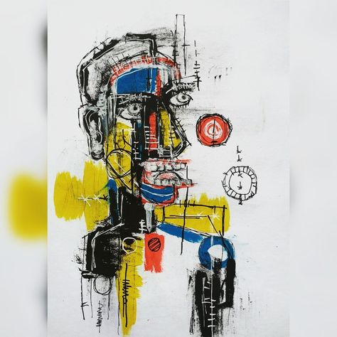 Neoexpressionism Art, Basquiat Style, Crazy Face, Basquiat Art, Michel Basquiat, Character Design Sketches, Abstract Faces, Design Sketch, Art History