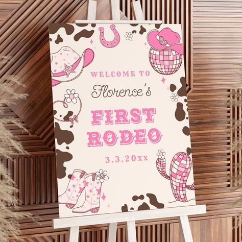 First Rodeo Cowgirl 1st Birthday party Welcome Cowgirl 1st Birthday Party, Cowgirl 1st Birthday, Wild West Birthday, Baby First Birthday Themes, Rodeo Party, Rodeo Cowgirl, First Rodeo, First Birthday Themes, Birthday Themes