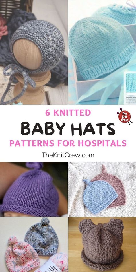 Knitting Patterns For Blankets, Knit For Baby, Baby Hospital Hat, Knitted Baby Hat, Crochet Newborn Hat, Newborn Hospital Hats, Baby Hat Knitting Pattern, Newborn Hats, Baby Hat Patterns