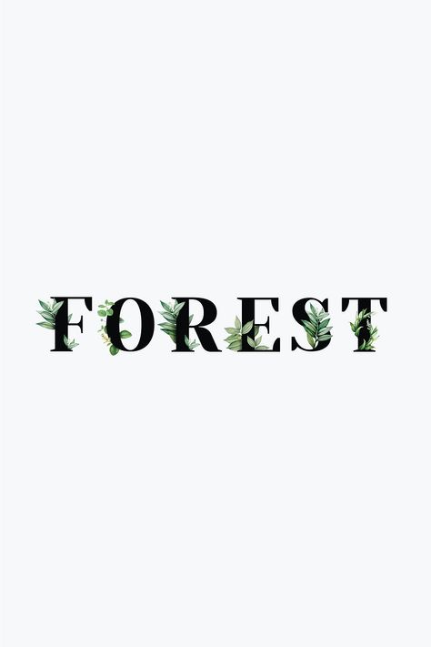 Botanical FOREST word black typography | free image by rawpixel.com / Aum Forest Typography, Forest Words, Forest Font, Nature Typography, Typography Fonts Alphabet, Notebook Calendar, Nature Letters, Forest Logo, Calming Pictures