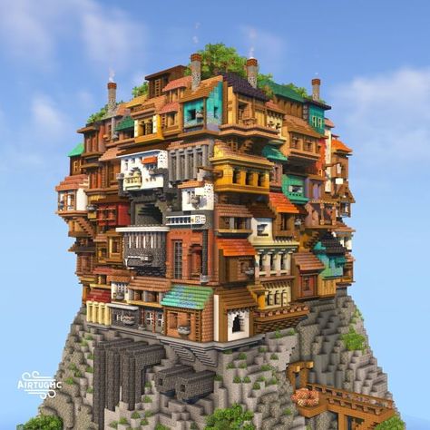 Minecraft Business Building, Minecraft Mountain Village, Minecraft Bakery Building, Minecraft Workshop, Minecraft Build Inspiration, Minecraft Warehouse, Minecraft Townhouse, Minecraft Mega Builds, Steampunk Minecraft Builds