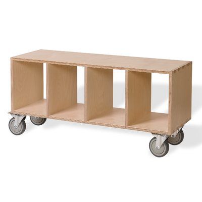 Offi Birch Storage Bench Color: Birch Wood Cube Storage, Kallax Bench, Cube Storage Bench, Storage On Wheels, Modern Wood Bench, Narrow Bench, Cubby Storage Bench, Plywood Storage, Stacking Shelves