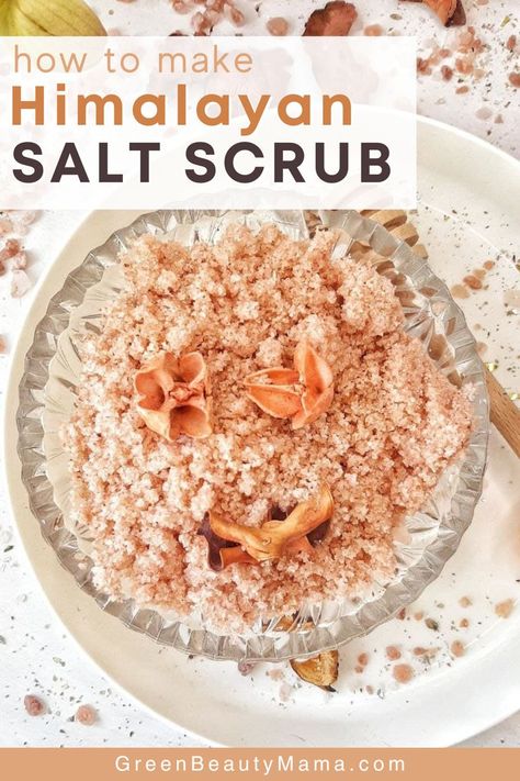 DIY Himalayan salt bod scrub Himalayan Salt Scrub Diy, Salt Body Scrub Recipe, Sea Salt Scrub Diy, Coconut Oil Salt Scrub, Homemade Creams, Coconut Oil And Essential Oils, Himalayan Salt Scrub, Salt Scrub Diy, Homemade Scrubs