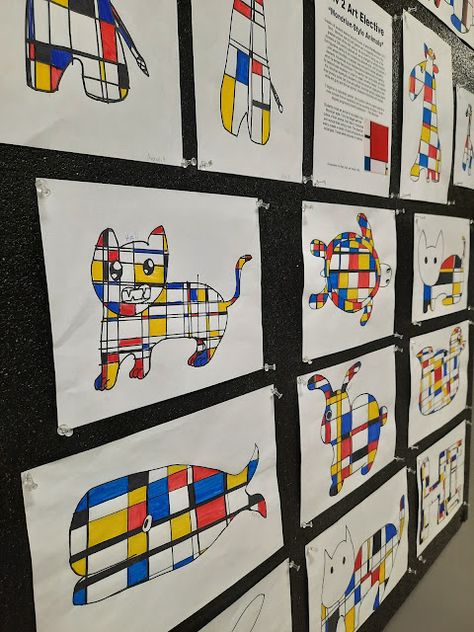 a faithful attempt: Mondrian Style Animals Mondrian Preschool Art, Piet Mondrian Art Lesson, Piet Mondrian Art Projects For Kids, Piet Mondrian For Kids, Pete Mondrian, Mondrian Art For Kids, Art History Projects For Kids, Mondrian Kids, Mondrian Art Projects