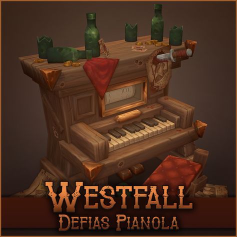 Westfall Defias Pianola, Sofia Syjuco on ArtStation at https://www.artstation.com/artwork/Ga68LB Old Saloon, Art Test, Stylized Art, Concept Model, Props Concept, Environment Props, Props Art, Battle Scars, 3d Concept