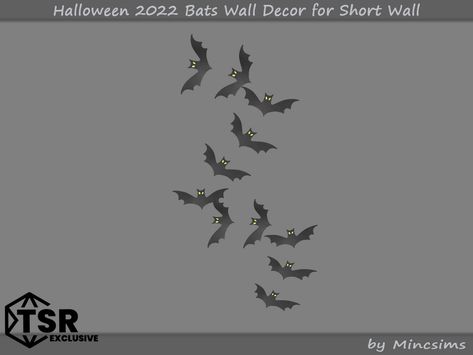 Sims 4 Cc Bat Wings, Sims 4 Cc Furniture Halloween, Sims 4 Cc Halloween Decor Patreon, Halloween Decorations Bats On Wall, Alt Sims, Bat Wallpaper, Black Bats On Wall, Bathroom Graffiti, Bat Decor