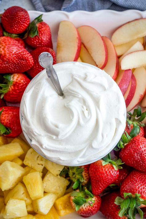 This Cream Cheese Coconut Fruit Dip is going to be the star of your summer picnics, BBQs and holiday parties. Just three simple ingredients. Coconut Fruit Dip, Healthy Fruit Dip, Cream Cheese Fruit Dip, Cream Of Coconut, Coconut Fruit, Summer Picnics, Snack Foods, Fruit Dip, Dinner Appetizers