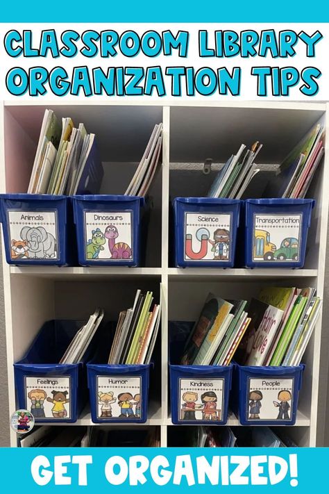 Classroom libraries can be organized and today, I’m going to share some simple tips to not feel overwhelmed! Classroom library organization is a must so that your early elementary students can easily find books that they will fall in love with. One of my favorite classroom library ideas is to buy bins to keep them together. Classroom library labels are essential for students to find what they need. Check out all of my ideas for your classroom library setup for your early elementary classroom! Classroom Book Organization, First Grade Classroom Library, Classroom Library Ideas, Student Centered Learning Activities, Classroom Library Labels, Classroom Libraries, Classroom Library Organization, Classroom Routines And Procedures, Classroom Organization Elementary