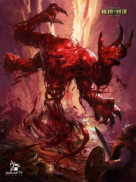 Blood Monster, Blood Mage, Blood Magic, Rpg Monsters, Fantasy Demon, Monster Ideas, Heroic Fantasy, Cool Monsters, Fantasy Ideas