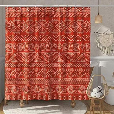 AmazonSmile: DESIHOM Burnt Orange Boho Shower Curtain Southwest Bohemian Shower Curtain Vintage Tribal Aztec Shower Curtain Polyester Waterproof Shower Curtain 72x72 Inch: Kitchen & Dining Aztec Shower Curtain, Shower Curtain Pink, Bohemian Shower Curtain, Orange Shower Curtain, Bathroom Curtain Set, Moroccan Fabric, Geometric Shower Curtain, Hipster Design, Boho Shower Curtain