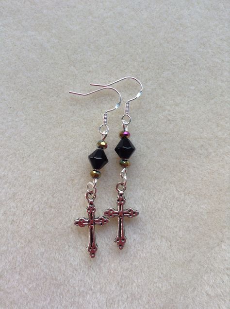 Sparkle Cross Cross Earrings, Jewelry Inspo, Beaded Jewelry Diy, Diy Earrings, Handmade Earrings, Wire Jewelry, Diy Jewelry, Beaded Jewelry, Sparkle