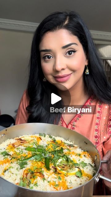 Kausar Raja on Instagram: "Eid Special: Beef Biryani

It’s Eid tomorrow so save this recipe and make it! I added this specially on your request to my Eid menu, @shanfoodsglobal have been a staple in our kitchen since I can remember and the masala packets make life so much easier - the perfect amount of spice and seasoning, no stressing about getting the spice or salty levels right! 

For the beef:
1kg boneless beef cubes
1 cup Greek yoghurt
1 tbsp garlic ginger paste
1 pack of Shaan Biryani Masala 
2 tomatoes
2 green chillis
Handful coriander
1 cup oil
3 large onions

For the rice:
750g rice (uncooked weight)
1 tbsp coriander seeds
1 tbsp whole cumin
3 bay leaves
1 tsp whole cloves 
1 tsp whole pepper
3 green cardamoms
4 black cardamoms
3 stick cinnamon
1 lemon
Handful coriander
4-5 mint l No Stressing, Beef Biryani Recipe, Kabsa Recipe, Apple Crisp Bars Recipe, Beef Cubes, Beef Biryani, Biryani Masala, Biryani Rice, Indian Rice Recipes