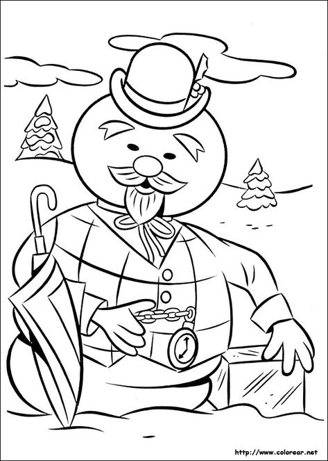 Sam the Snowman - Rudolph Coloring Pages Christmas Color Pages, Rudolph Coloring Pages, Rudolph Party, Reindeer Coloring Pages, Reindeer Printable, Coloring Christmas, Snowman Coloring Pages, Rudolph Red Nosed Reindeer, Winter Coloring Pages