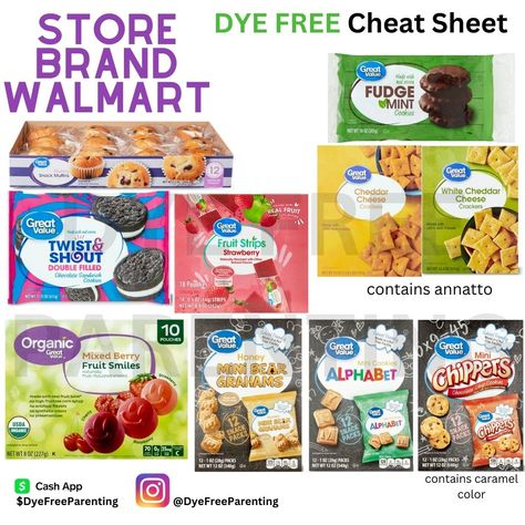 Dye Free Cheat Sheet, Food Dye Alternatives, Dye Free Alternatives, Dye Free Meals, Food Without Red Dye 40, Red Dye Alternative Foods, Dye Free Chips, Red Dye Free Snacks, Foods Without Red Dye 40