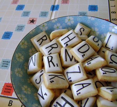 Scrabble tile cookies...don't like what you spelled? Just eat it and try again ;) Game Night Food, Lemon Sugar Cookies, Betty Crocker, Adobo, Food Humor, Cute Cookies, Fun Cookies, Cookie Desserts, Cookie Bars