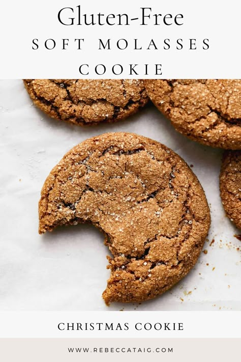 Gluten Free Molasses Cookies, Gluten Free Ginger Cookies, Chewy Ginger Molasses Cookies, Soft Molasses Cookies, Gluten Free Christmas Cookies, Gf Cookies, Ginger Molasses, Gluten Free Holiday, Gluten Free Cookie Recipes