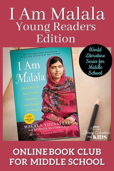 In this course, we'll read through the book I am Malala, Young Readers Edition. We'll go on rabbit trails of discovery into history & culture, and find ways to learn by experiencing parts of the book through hands-on activities. Then we'll have a party school to celebrate this inspiring story. This online literary guide has everything you need to study the book. This course includes spelling, grammar, rabbit trails, and a writing project. It is perfect for a month of middle school literature. Fun Language Arts Activities, Book Clubs For Kids, I Am Malala, Poetry Teatime, Literature Unit Studies, Homeschool Phonics, Book And Craft, Books Kindergarten, Middle School Literature