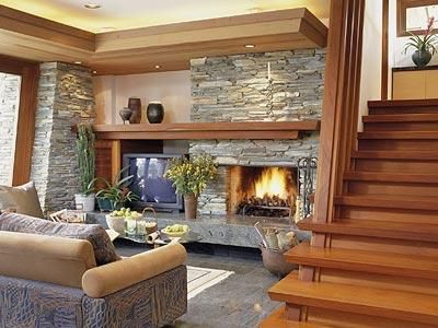 Basement With Fireplace, Mountain House Interior, Fireplace And Tv, Low Ceiling Basement, Stone Walls Interior, Basement Inspiration, Cozy Basement, Bedroom Upgrade, Cove Lighting