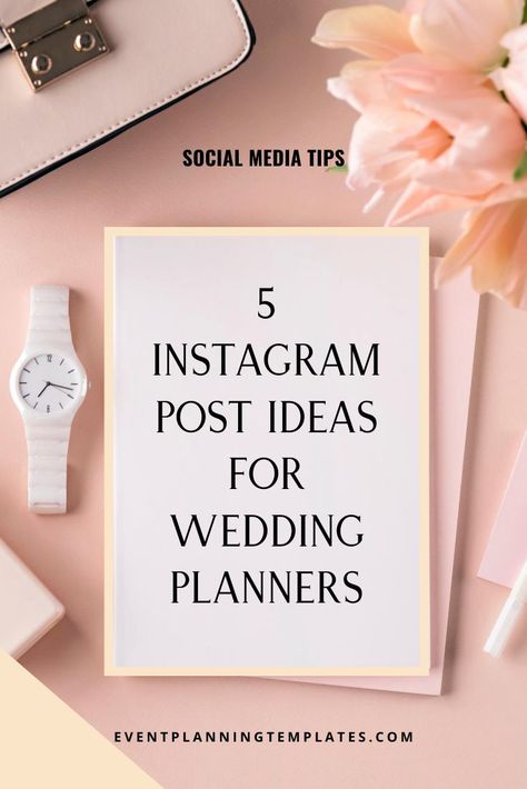 If you’re a wedding planning and not posting consistently on Instagram you are missing out on a huge marketing opportunity. Instagram is where a large number of millennial brides hang out and look for wedding inspiration. Coming up with Instagram post ideas, however, is not always easy. We have done some brainstorming and have come up with five Instagram post ideas for this next part of 2020. #weddingplanner #eventplanner #businesstips #marketingtips #socialmediatips #instagrampostideas Wedding Planner Quotes, Wedding Planner Marketing, Wedding Planning Quotes, Wedding Planning Templates, Event Planning Career, Wedding Budget Planner, Event Planning Quotes, Event Planning Template, Wedding Planner Business