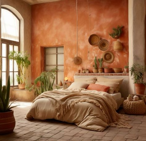 Bedroom Paint Idea, Terracotta Bedroom Decor, Terra Cotta Bedroom, Green And Terracotta Bedroom, Bedroom Terracotta, Terracotta Bedroom Ideas, Green And Terracotta, Terracotta Bedroom, Bedroom Colours