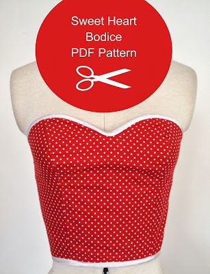 Crafty Alex: Our First Pattern - Sweet Heart Bodice Pattern Sweetheart Dress Pattern, Dress Pattern Free, Tips Menjahit, Couture Bb, Hantverk Diy, Bodice Pattern, Sew Ins, Costura Diy, Top Sewing Pattern