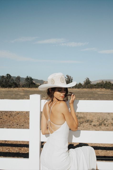 Updo With Cowboy Hat, Ranch Editorial, Summer Cowgirl, Rehearsal Dinner Looks, Dinner Looks, Wedding Snap, Cowgirl Wedding, Styled Hair, Modern Western