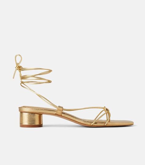 The Best French Girl–Inspired Gold Sandals to Buy Now | Who What Wear Gold Sandals Outfit, Gold Sandals Heels, Flat Sandals Wedding, Golden Sandals, Zara Strappy, Gold Flat Sandals, French Shoes, Zara Gold, Elegant Sandals