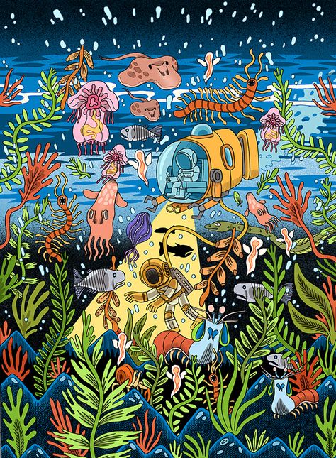 Eyeyah Magazine - Deep Sea on Behance Jack Teagle, Sea Poster, Mermaids And Mermen, Deep Blue Sea, B Movie, Flower Art Painting, Deep Sea, Xmas Cards, Graphic Poster