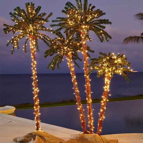 Two heads are better than one and three branches are better than two. Our Pre-Lit 3-Branch Palm Tree adds a touch of the tropics to the summer season. And it’s perfect for indoor and outdoor parties or celebrations. Palm Tree Christmas Lights, Palm Tree Decor, Palm Tree Lights, Palm Tree Decorations, Diy Christmas Lights, Outdoor Party Lighting, Lighted Branches, Palm Tree Leaves, Door Inspiration